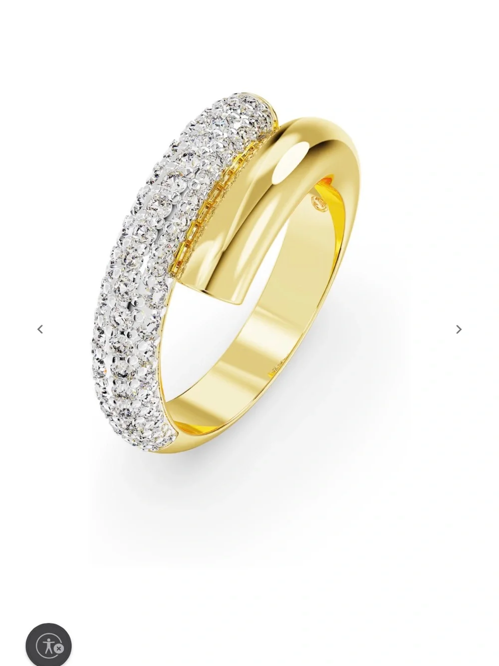 Swarovski Pavé Crystal Double-Band Ring 18K GOLD plated Brand New In Box